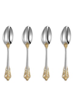 اشتري SYOSI Gorgeous 6.3" Small spoons, 18/10 Stainless Steel, Luxury Teaspoons, Stirring, Mixing, Sugar, Cake, Dessert Spoons, Dishwasher Safe, Fine Mirror Polished(4PCS Gold Accent) في الامارات