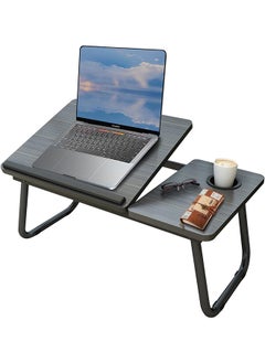 Buy SKY-TOUCH Foldable Laptop Desk for Bed Couch, Adjustable Height Tilt Portable Laptop Stand for Desk, Small Lap Desk, Non-slip Table for Computer and Writing, PC Tray Table with Cup Holder for Sofa in UAE