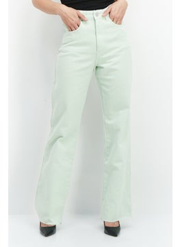 اشتري Women Straight Fit Plain Non Stretchable Jean, Light Mint Green في الامارات