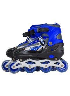 Buy Arabic Adjustable Roller Skates with Light Up Wheels, Professional Inline Skating Shoes, Lighting Wheel Comfort Skate Shoes - Size L 38-41 Blue in Saudi Arabia