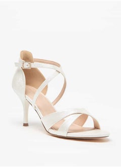 اشتري Women Textured Ankle Strap Sandals with Stiletto Heels and Buckle Closure في الامارات