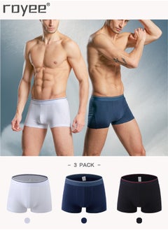 Buy 3Pack Pure cotton of Men's underwear，Mid rise flat angle pants, knitted pure cotton for comfortable and breathable underwear in Saudi Arabia