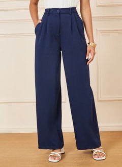 Buy Solid Wide Leg Pants with Pockets in Saudi Arabia