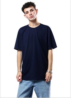 اشتري Elbow-Sleeves Crew Neck Navy Blue Tee في مصر