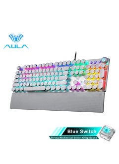 Buy Mechanical Gaming Keyboard NKRO with Wrist Rest RGB Backlit Volume/Lighting Control Knob Fully Programmable 108-Keys Anti-Ghosting Wired Computer Keyboards for Office/Games, Blue Switch in UAE