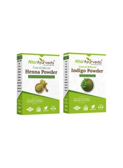 Buy ATTAR AYURVEDA Natural Dye for Black Hair Henna Leaves powder Indigo leaves powder combo pack 200 g Pack of 2 in UAE
