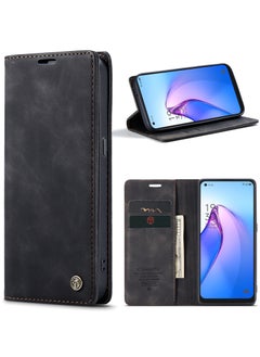 Buy CaseMe Oppo Reno 8 5G Case Wallet Case Book Folding Flip Folio Case with Magnetic Kickstand Card Slots Protective Cover - Black in Egypt