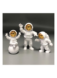 Buy Astronaut Ornaments 3Pcs Astronaut Figure Statue Spaceman Statues Model for Cake Decorating Photography Props Space Theme Party Gifts Glod in UAE