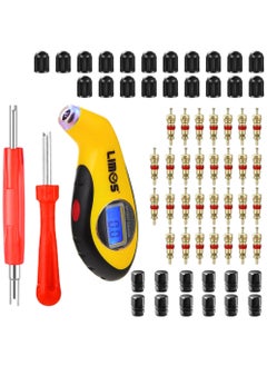 Buy Valve Core Remover With Lcd Digital Tire Air Pressure Gauge, 20Pcs Schrader Valve Cores Dual Single Head Valve Core Remover and Car Tire Valve Stem Caps - Tire Repair Tool Kit in UAE