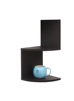 اشتري Feelings 19X19 CM Floating Corner Wall Shelves 2 Tier For Space Saving Home Décor Made of 15mm MDF,PVC, Veneer Decorative Display Shelf for Bedroom, Living Room, Bathroom, Office Black في الامارات