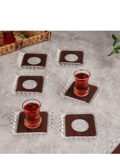 Buy Tea Coaster Set 6 Pieces Brown Color in Saudi Arabia