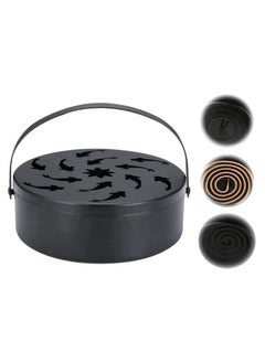 Buy Mosquito Coil Box Wrought Iron Hollow Portable Incense Burner Holder Flying Fish Hollow Out Mosquito Coil Holder Sandalwood Mosquitoes Repellent Burning With Handle in UAE