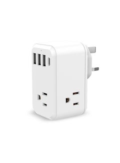 Buy Universal Travel Adapter International Plug Adapter Wall Charger AC Plug Adaptor with 3 USB-A & 1 USB-C Ports Travel Power Adapter Worldwide 7 in 1 Multi Plug Power Extension Outlet Universal White in Saudi Arabia