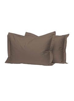 Buy 2-Piece 100 Long Staple Soft Sateen Weave 400 Thread Count Luxury Bed Pillow Cases Cotton Dark Brown 50x75cm in UAE