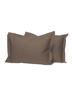 اشتري 2-Piece 100 Long Staple Soft Sateen Weave 400 Thread Count Luxury Bed Pillow Cases Cotton Dark Brown 50x75cm في الامارات