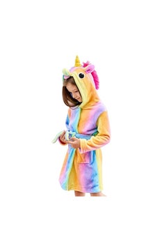Buy Baby Girls Unicorn Design Bathrobes Hooded Nightgown Soft Fluffy Bathrobes Sleepwear For Baby Girls(120) in UAE