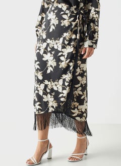 Buy Fringe Hem Printed Skirt in Saudi Arabia