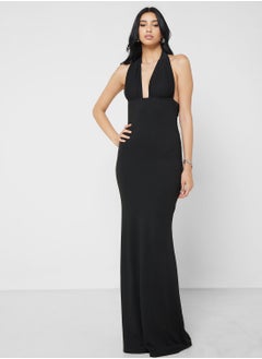 Buy Plunge Halter Maxi Dress in Saudi Arabia