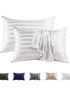 Buy Totti Satin Pillowcase Set Of 2, Silk Pillowcase (75 X 50, Striped) in Egypt