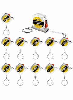 Buy Tape Measure Keychains, 12 Pcs 1.57 Inch Mini Tape Measure Keychain Functional Small Pocket Retractable Measuring Tape with Stable Slide Lock in UAE