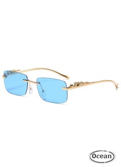 Buy Vintage Rimless Rectangle Sunglasses, Stylish Cheetah Metal Head Sunglasses, Metal Rimless Square Sunglasses for Women and Men in UAE