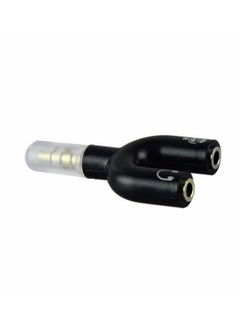 Buy U Shape 3.5mm One To Two Stereo Audio Earphone Mic Splitter Adapter Connector Black in UAE