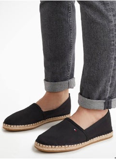 Buy Women's Flat Canvas Flag Embroidery Espadrilles -  Cotton canvas upper, Black in UAE