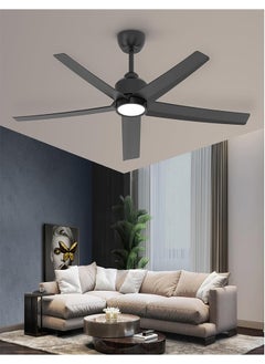 Buy Ceiling Fans With Lights Black Ceiling Fan with Light and Remote Control Quiet 5 Blades Modern Ceiling Fan for Living Room Bedroom Warehouse in Saudi Arabia