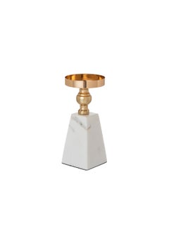 Buy Gold Metal Candle Holder with Marble Base Elegant Décor in Saudi Arabia