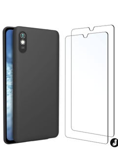 اشتري "2024 Ultra Thin Silicone Case for Xiaomi Redmi 9A – Black + 2-Pack Tempered Glass Screen Protector, Anti-Scratch, Full Protection" في الامارات