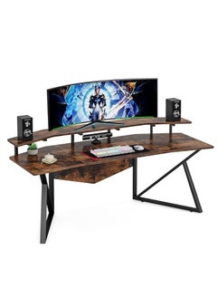 Buy Large Computer Desk Home Office Desk Wing-Shaped Gaming Studio Desk 70.9” Workstation with Monitor Stand Removable Speaker Stand Headphone Stand Cup Holder in UAE