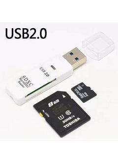 Buy 2-in-1 High-Speed USB 2.0 Card Reader for SD/TF Cards USB2.0 card reader White in Saudi Arabia