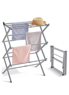 اشتري Expandable and Foldable Clothes Drying Stand, Clothes Rack for Air Drying Clothing, Sturdy Durable Clothes Dryer, Laundry Drying Stand for Indoor, Outdoor, Balcony, Gray في الامارات