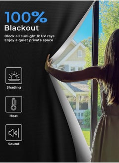 Buy Blackout Curtain, 100% Black Out Blinds, Window Shade, Free to Cut, Easy to Stick On, No Drill, Blackout Window Curtain for Baby Nursery, Bedroom, Living Room, RV (200x145cm) in Saudi Arabia