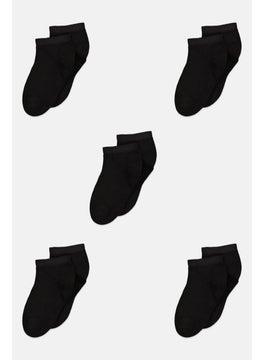 Buy Toddlers Boy 5 Pairs Ankle Socks, Black in UAE