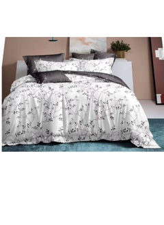 Buy Comforters 6pcs Vintage Quilted Bedding Set, Includes 1 fixed Quilt, 1 Fitted Sheet, And 4 Pillowcases,  Floral Design in UAE