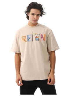 Buy Multi-Prints Beige Short Sleeves T-Shirt in Egypt