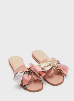 Buy Chain Print Scarf Flat Sandals in UAE