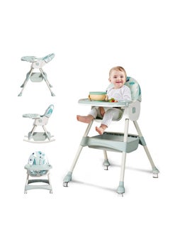 Buy 6 in 1 Baby High Chair, 3 Gear Adjustment for Backrest, Rocking Horse Design, Collapsible Two-Tiered Dinner Plate, Removable Seat, 5 Point Safety Harness in UAE