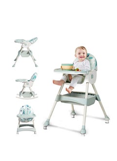 Buy 6 in 1 Baby High Chair, 3 Gear Adjustment for Backrest, Rocking Horse Design, Collapsible Two-Tiered Dinner Plate, Removable Seat, 5 Point Safety Harness in UAE