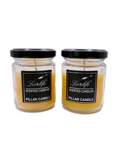 Buy "Yellow Scented Candle  Large Jar Single Wick Candle  Aromatic Fragranced Candle Jar  Glass Large Jar Candle Set Of 2  " in UAE