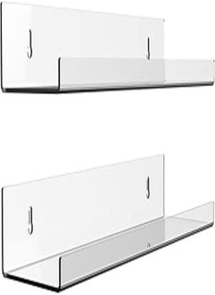 اشتري Newthinking 2 Pack Acrylic Floating Shelf for Wall, 40cm Acrylic Floating Wall Shelves No Drill, Wall Clear Display Shelves Storage Rack for Bathroom Living Room Kitchen and Office في مصر