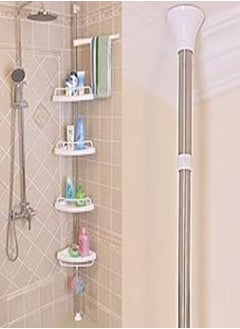 اشتري Moradiya Fresh Adjustable Multiple Finish Stainless Steel Tube and PP Plastic 4 Tier Bathroom Corner Stand Organizer Shelf for Living and Bedroom (White, 1Pcs) في مصر