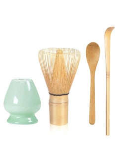 Buy Matcha Whisk Set - Matcha Whisk (Chasen), Traditional Scoop (Chashaku), Tea Spoon, Whisk Holder (4 Set, Apple Green) in UAE