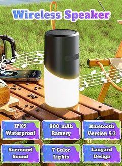 Buy Wireless Bluetooth Speaker - Portable Speaker With Battery - Ambient Light - Stereo Sound - IPX5 Waterproof - Support TF Card in Saudi Arabia