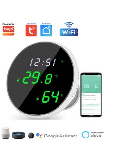 Buy UanTii Tuya Smart Temperature Humidity Sensor Wifi Indoor Hygrometer Thermometer With LCD Display Support Google Home Alexa in Saudi Arabia