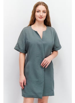 Buy Women Plain Mini Dress, Sage Green in UAE