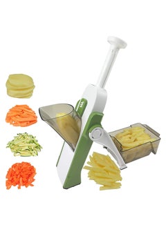 Buy Vegetable Cutter Multifunctional Mandoline Slicer with Stainless Steel Blades Green in UAE