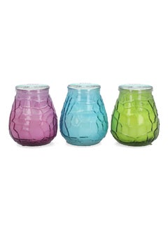 Buy 3-Piece Fresh Citronella Fragrance Glass Jar Candle Set Multicolour 10.58 oz 22249 in Saudi Arabia