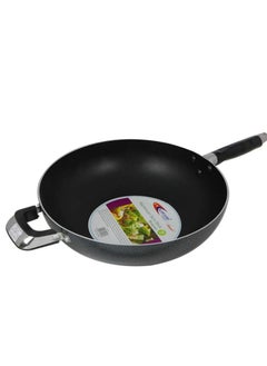 اشتري Aluminium  Non-Stick Deluxe Wokpan with Dual Handles  Black 26CM في الامارات